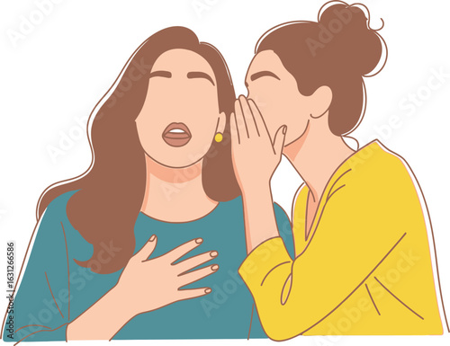 Illustration of women sharing secrets and gossiping together editable