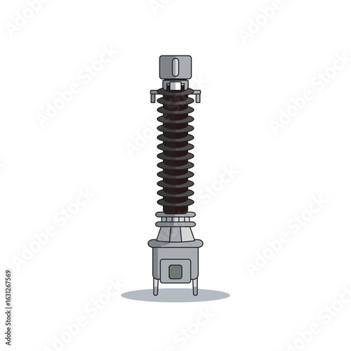Vector of a single brown high-voltage electrical bushing insulator, ideal for substations, transformers, and power equipment. Detailed design, isolated on white background.