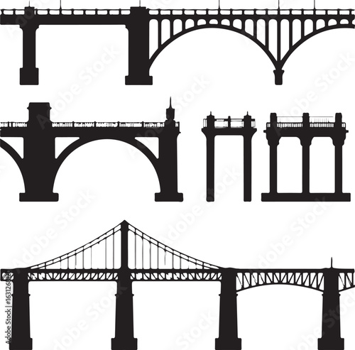 Various arched and suspension bridges architecture