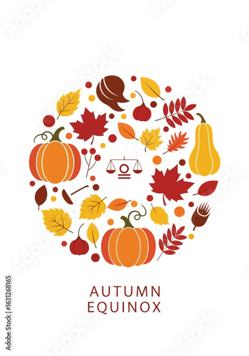 Celebrate the arrival of autumn with this charming design featuring pumpkins and vibrant leaves, perfect for seasonal greetings and harvest festival decor