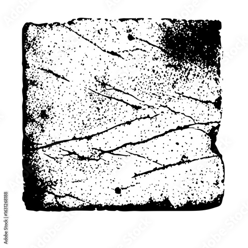 Vector Abstract cracked square with scattered dots.