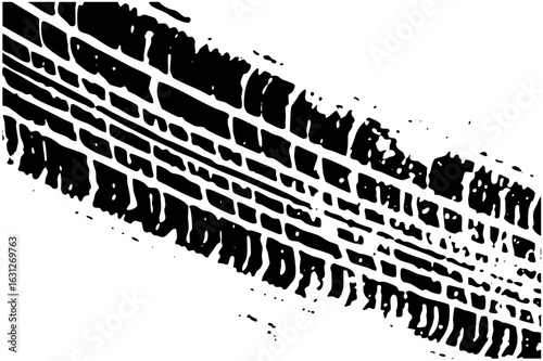 Vector Bold tire track depicts automotive movement.