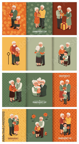 Loving grandparents and grandchildren sharing gifts, celebrating family bonds, and creating heartwarming memories on Grandparents Day