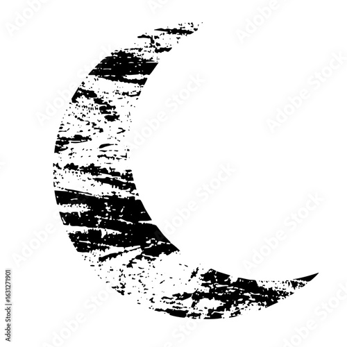 Vector Distressed moon with a textured grunge effect.