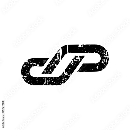 Vector Interlocking abstract shapes create a dynamic connection symbol.