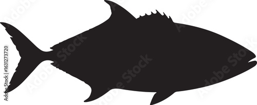 False trevally fish in silhouette white background.