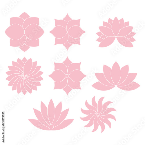 Pink Lotus Flower Wellness Illustration Set - Hand-Drawn Floral Spa Clipart Collection