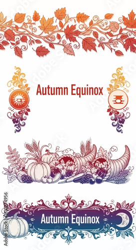 Celebrate the bountiful harvest and seasonal change with vibrant autumn equinox decorative elements and festive fall imagery