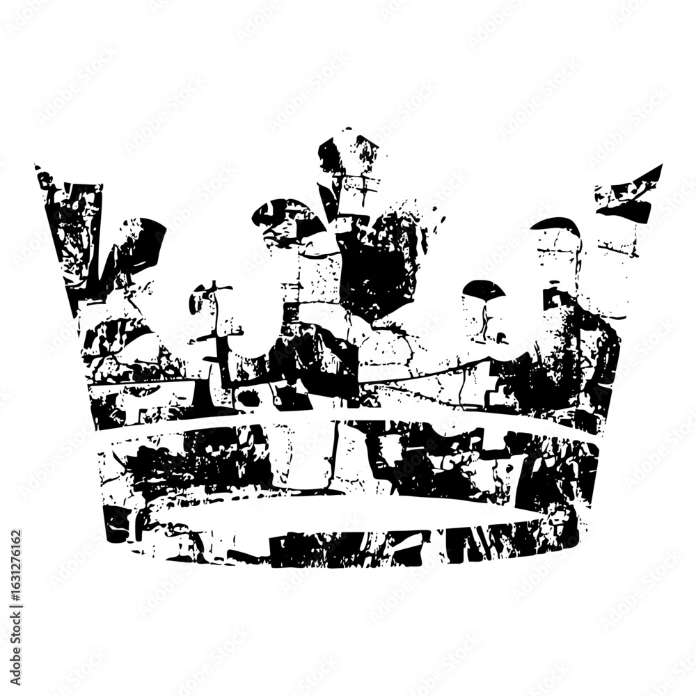 Obraz premium Vector Distressed crown with a grunge texture.