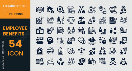 Employee Benefits and Perks Icon Set compensation salary