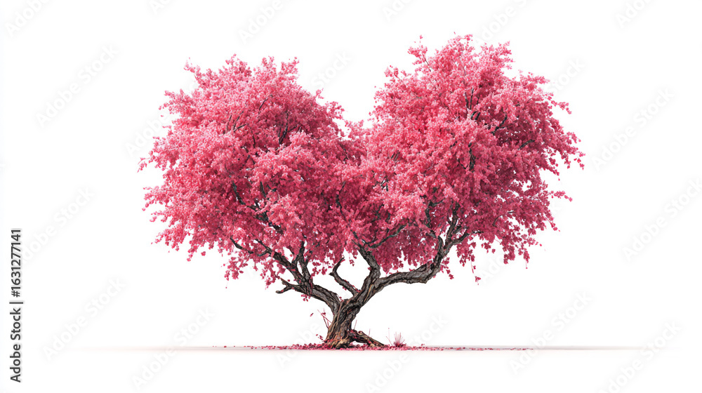 Obraz premium Valentine's Day heart-shaped tree isolated on a white background