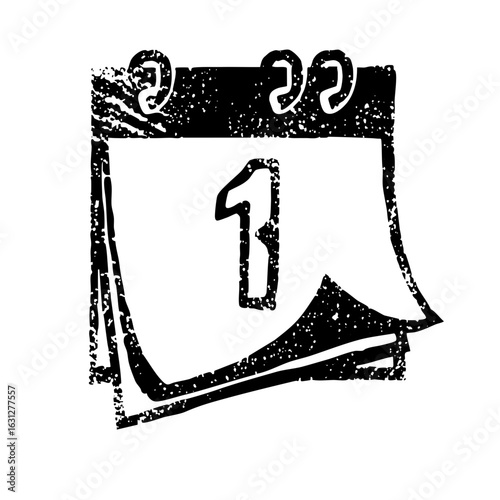 Vector Black and white calendar displays the first day of the month.