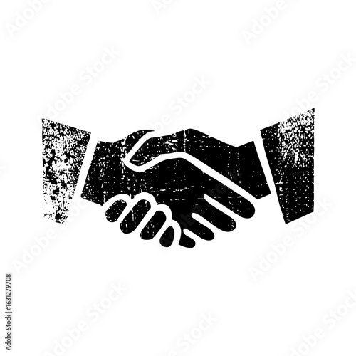 Vector Distressed handshake depicting agreement and partnership.