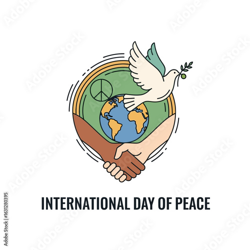 Minimalist Line Art International Day of Peace Celebration Icon Illustration