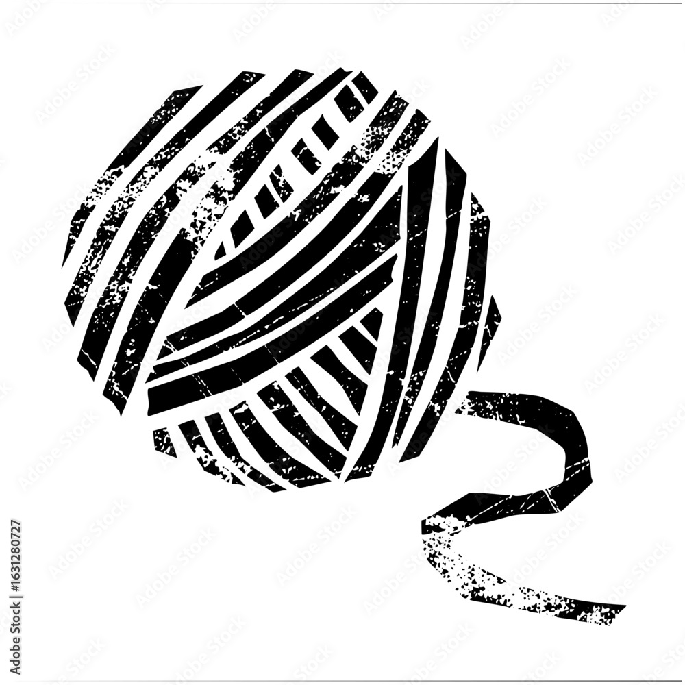 Naklejka premium Vector Abstract yarn ball with trailing end.