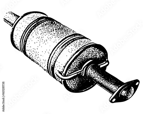 Vector Detailed of a vehicle exhaust system component.