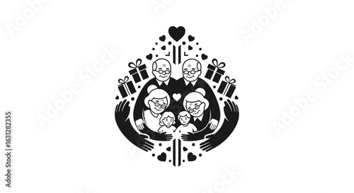 Simple Line Style Family Reunion Graphic Design Celebrating Generational Love