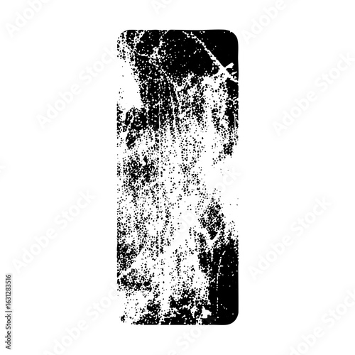 Vector Abstract distressed rectangular shape with scattered texture.