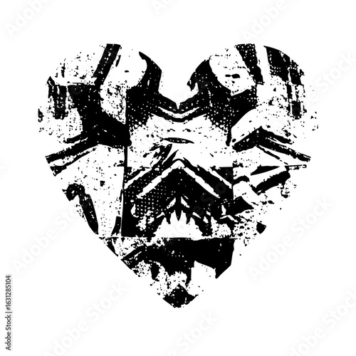 Vector Abstract heart composed of jagged distressed vector shapes.
