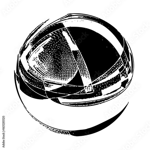 Vector Abstract spherical structure with geometric facets.