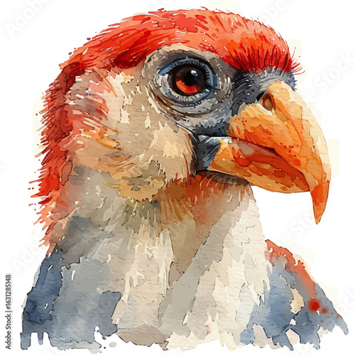 watercolor of Proboscis Monkey, vector, isolated on a white background.