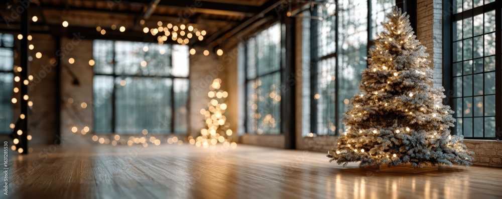 Fototapeta premium Christmas celebration indoor venue holiday decor cozy atmosphere