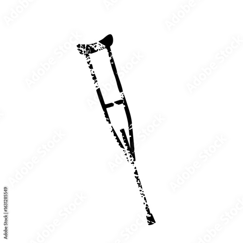 Vector Black crutch with a distressed texture.