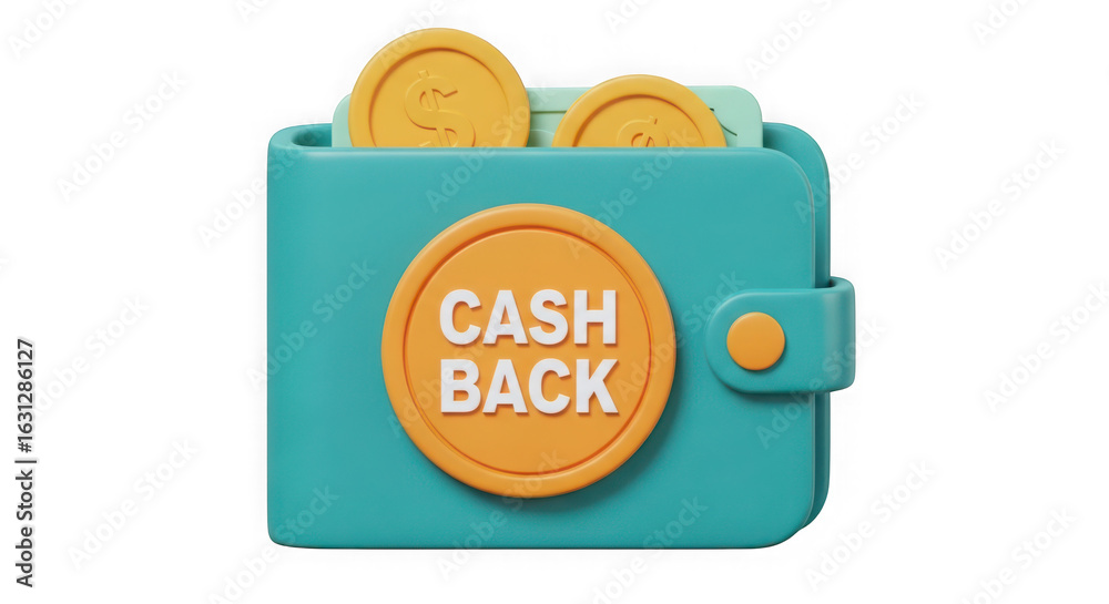 Naklejka premium Ai generated image of wallet with cash back symbol and coins isolated on transparent background