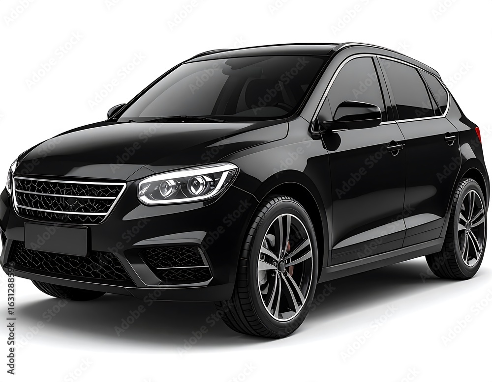 Naklejka premium Black SUV, front view
