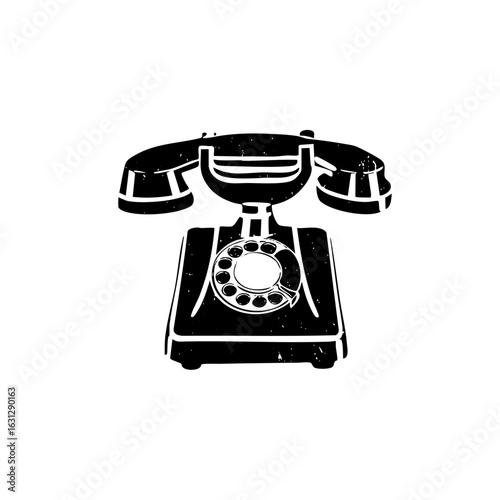 Vector Vintage rotary telephone in black