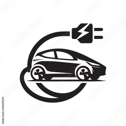 electric car vector silhouette clip art logo design illustration. modern car set collections