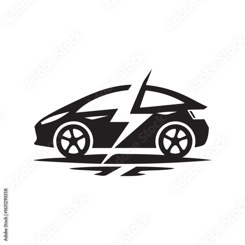 electric car vector silhouette clip art logo design illustration. modern car set collections
