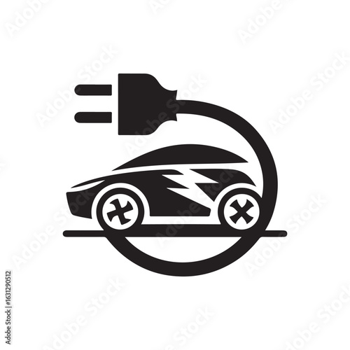 electric car vector silhouette clip art logo design illustration. modern car set collections