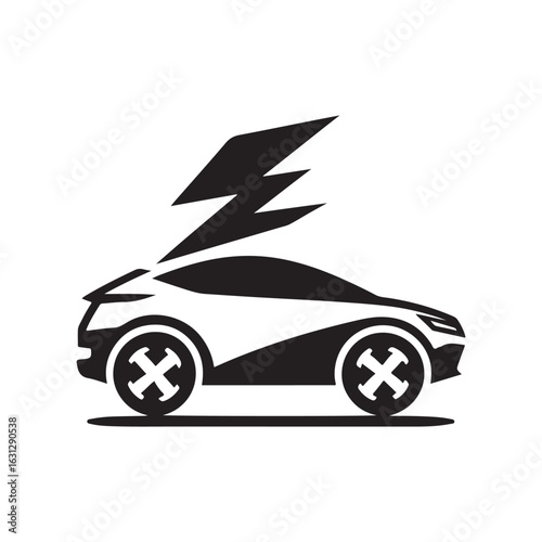 electric car vector silhouette clip art logo design illustration. modern car set collections