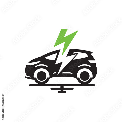 electric car vector silhouette clip art logo design illustration. modern car set collections