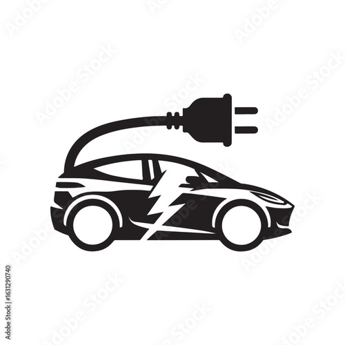 electric car vector silhouette clip art logo design illustration. modern car set collections