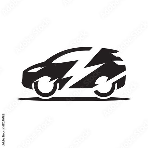 electric car vector silhouette clip art logo design illustration. modern car set collections
