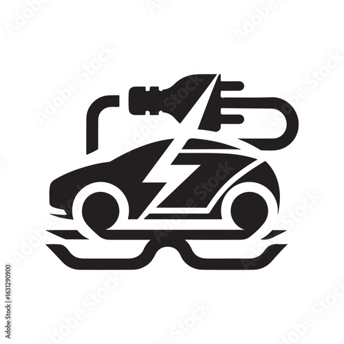 electric car vector silhouette clip art logo design illustration. modern car set collections