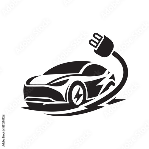 electric car vector silhouette clip art logo design illustration. modern car set collections