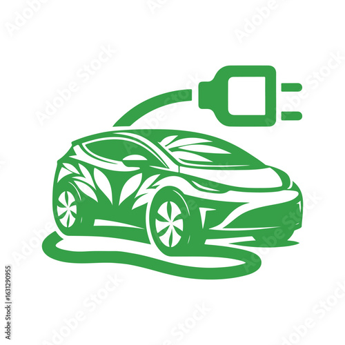 electric car vector silhouette clip art logo design illustration. modern car set collections