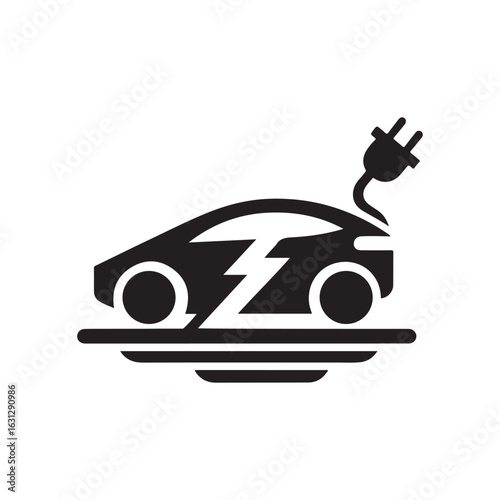 electric car vector silhouette clip art logo design illustration. modern car set collections