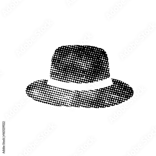 Vector Classic fedora hat in dotted style.
