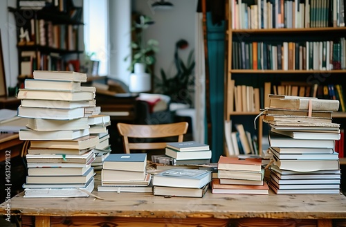 A scene of a room filled with books, suitable for library and bookstore decorations, reading app launch pages, etc.