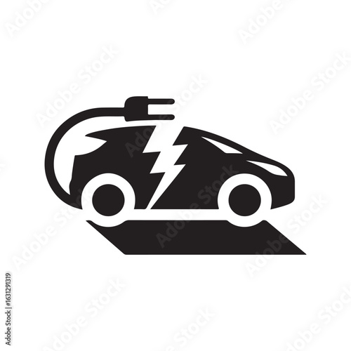 electric car vector silhouette clip art logo design illustration. modern car set collections