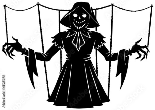 Haunted Puppet Silhouette with Strings