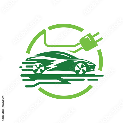 electric car vector silhouette clip art logo design illustration. modern car set collections