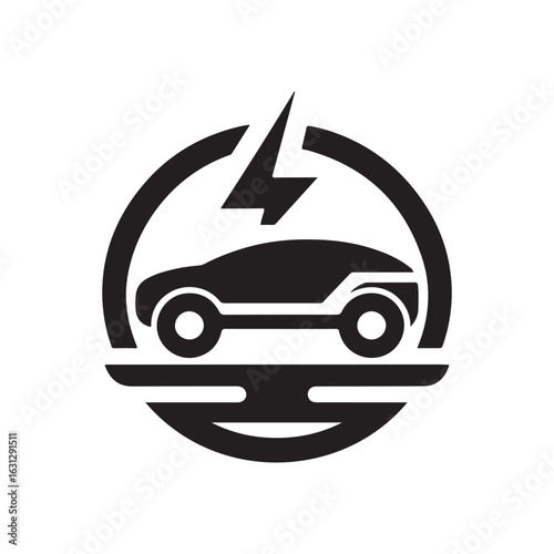 electric car vector silhouette clip art logo design illustration. modern car set collections