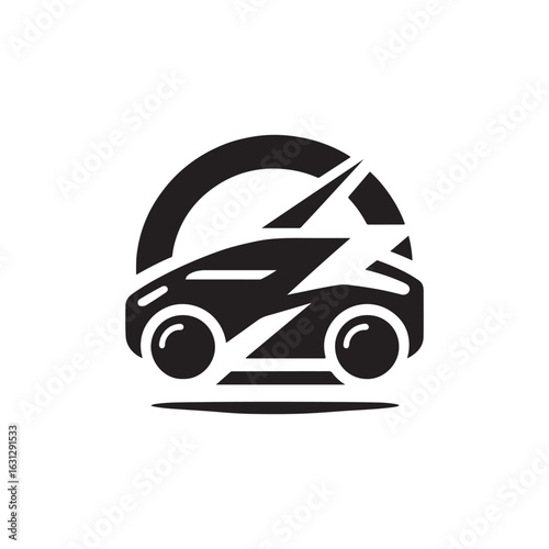 electric car vector silhouette clip art logo design illustration. modern car set collections