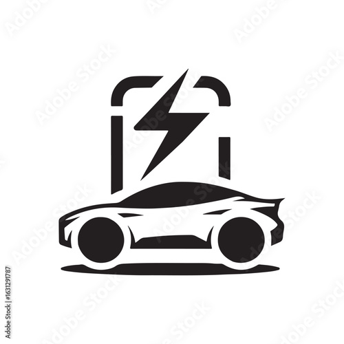 electric car vector silhouette clip art logo design illustration. modern car set collections
