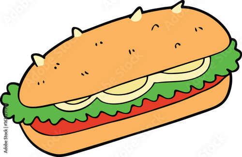 Chicken caesar sub sandwich with parmesan cheese illustration